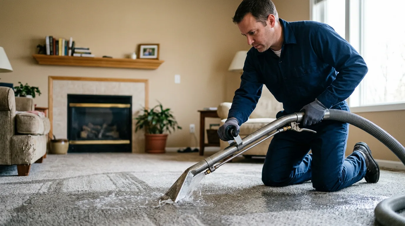 Water damage restoration technician working near Moorestown, NJ